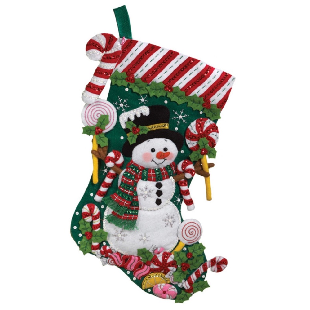 Bucilla Candy Snowman 86299 18" Felt Stocking Kit RARE Old Stock